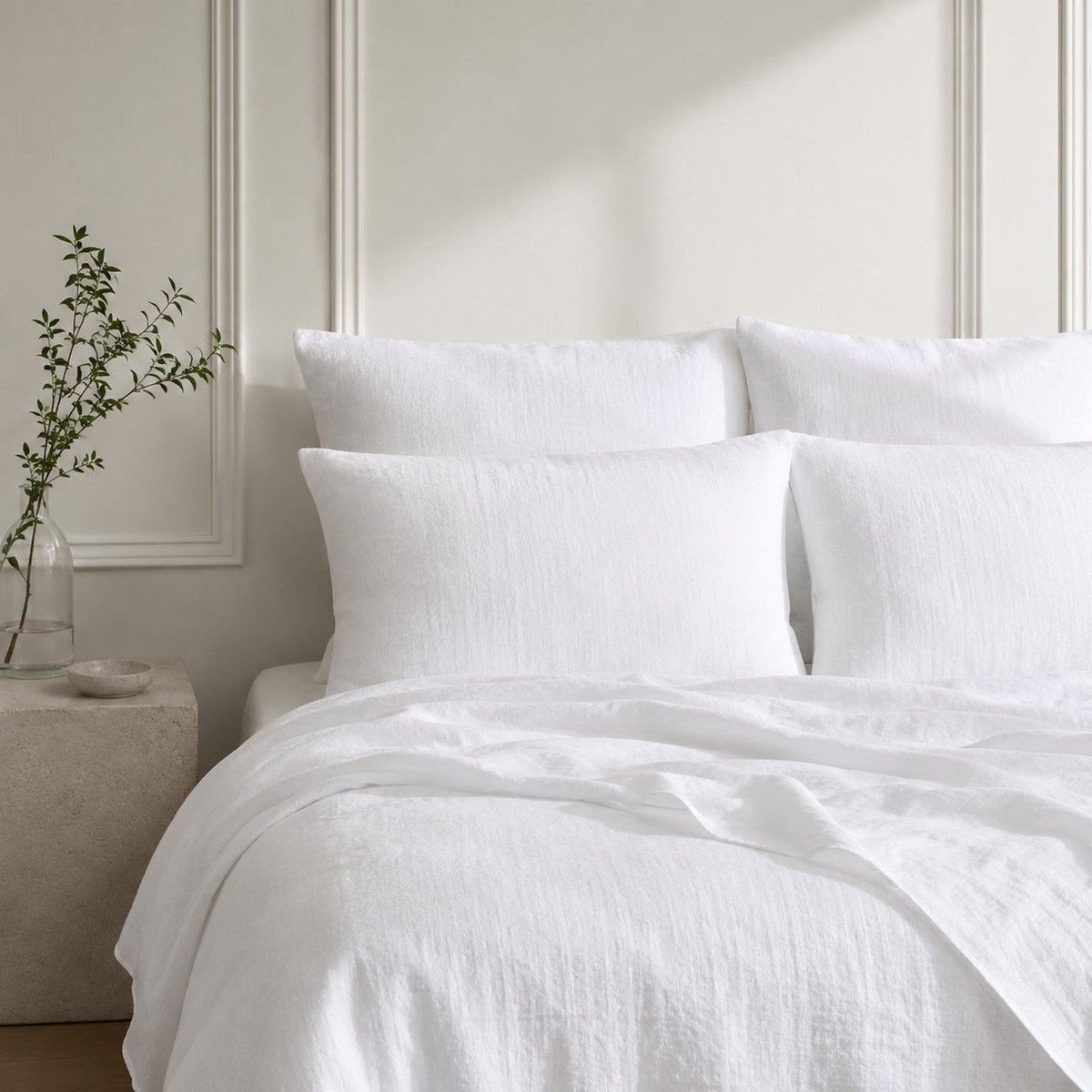 Drap housse lin lavé ADELE Made in Europe blanc, FEBRONIE