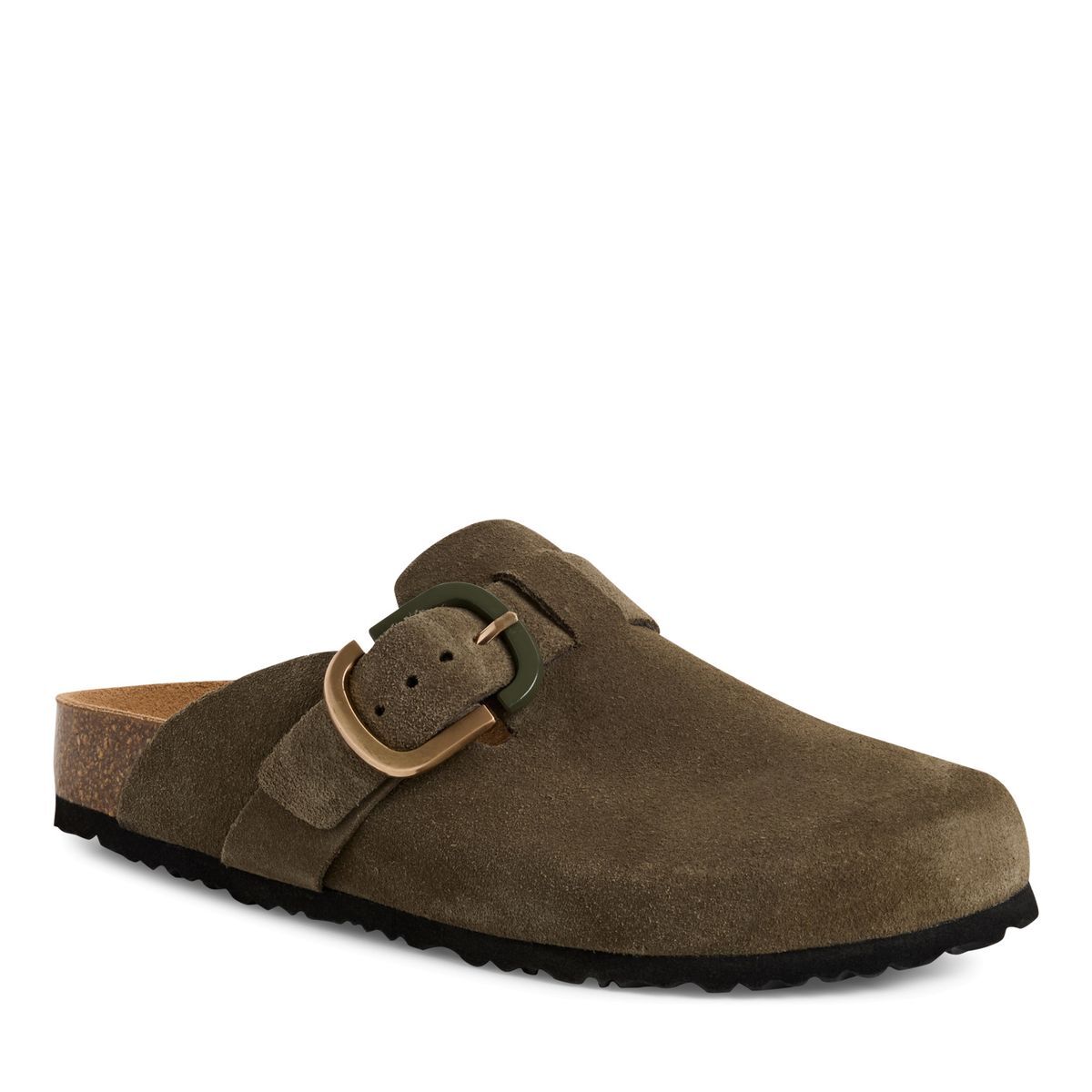Mule en cuir vert olive, TAMARIS