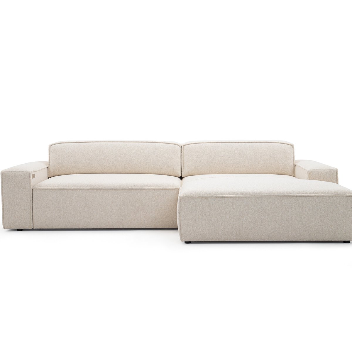 Canapé d'angle convertible 3 places en tissu chiné, ABEL beige, BOBOCHIC