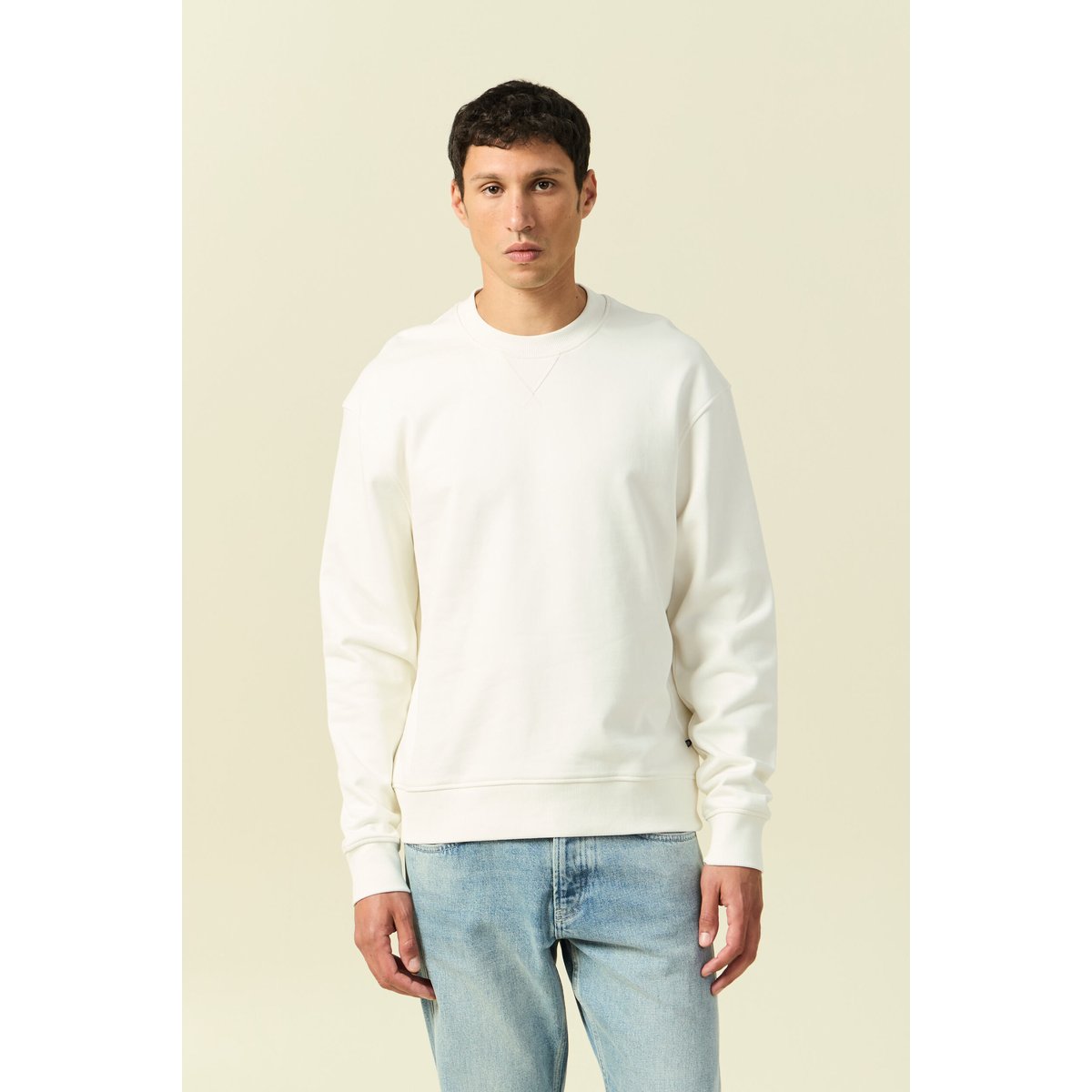 Sweat manches longues en coton ecru, BONOBO
