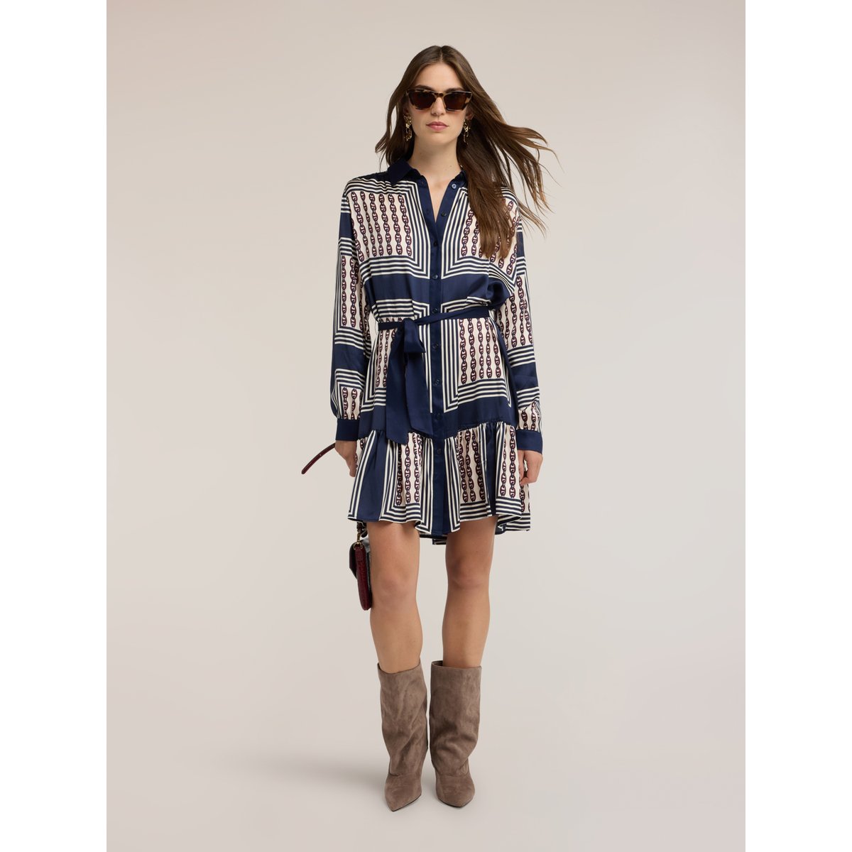 Robe chemisier imprimée bleu, MOTIVI