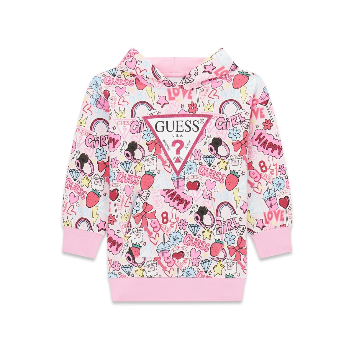 Robe À Capuche Imprimée rose multi, GUESS KIDS