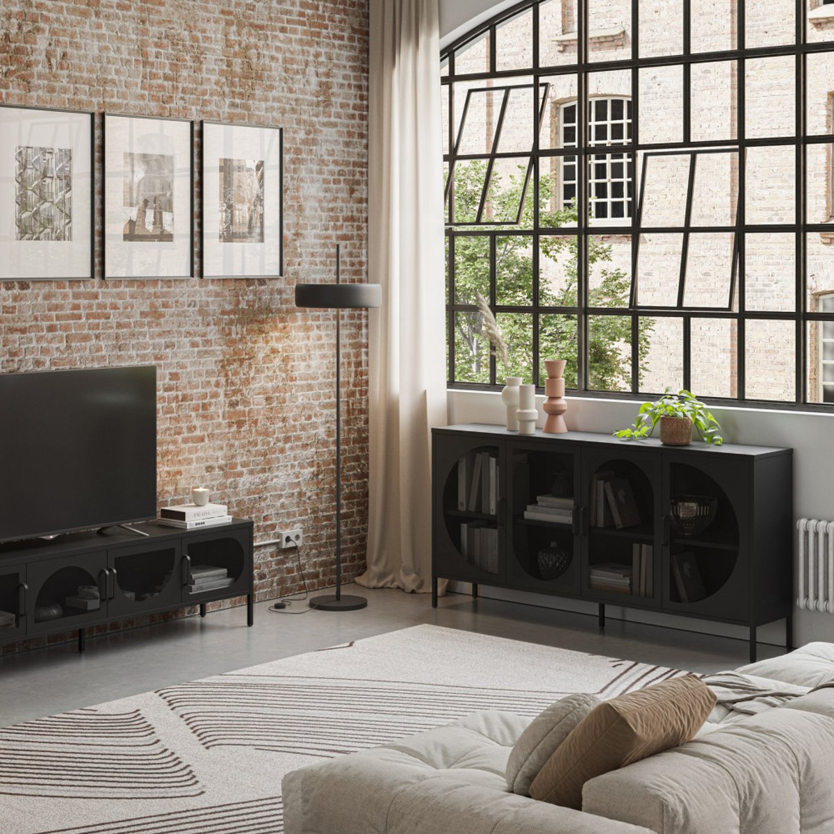 Buffet 4 portes en métal L160cm- ZIO noir, DRAWER