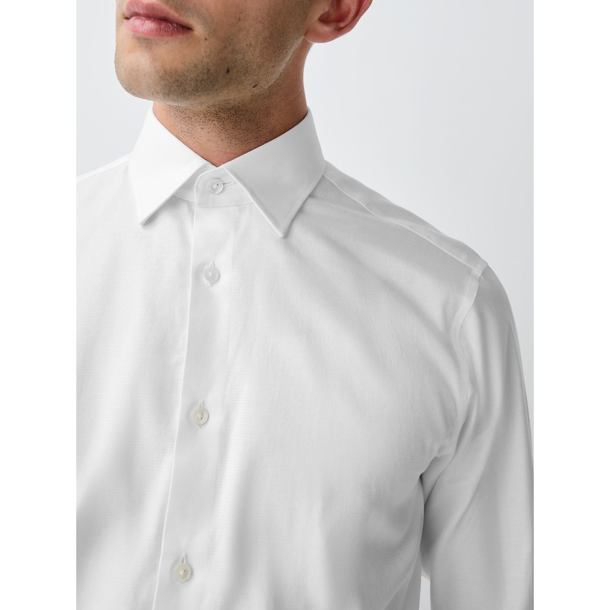 Chemise texturée à manches longues Signature blanc avec garniture, NEXT