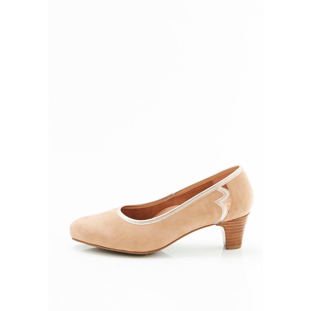 Escarpins fantaisie aspect nubuck marron beige rosé, DAMART