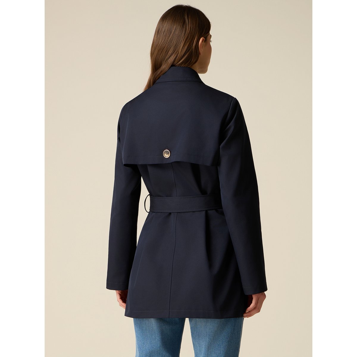 Trench midi double boutonnage bleu, OLTRE