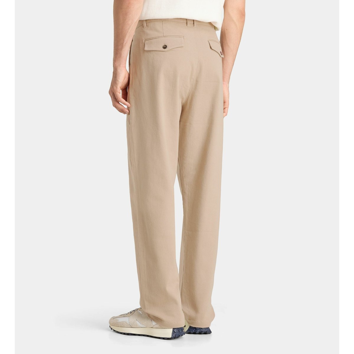 Pantalon ridouble ample à plis doubles en coton gris, GALERIES LAFAYETTE