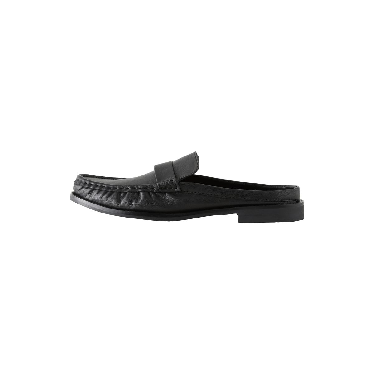 Mules froncées en cuir forever comfort® noir, NEXT
