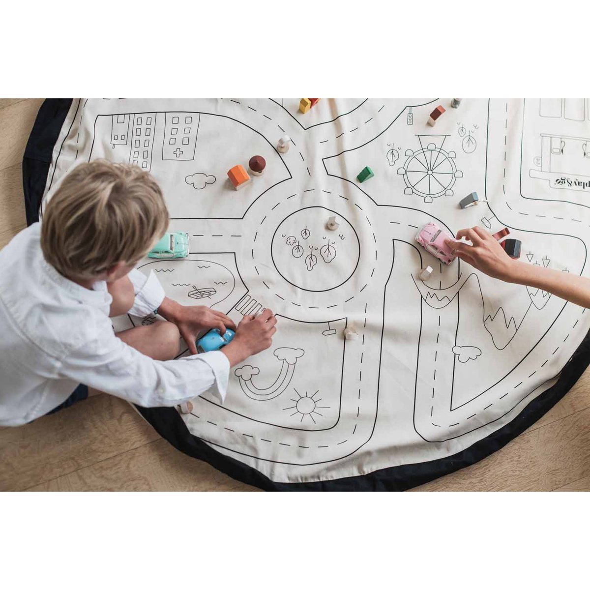 play&go - tapis de jeu & sac à jouets - playville ecru/noir, PLAY ET GO