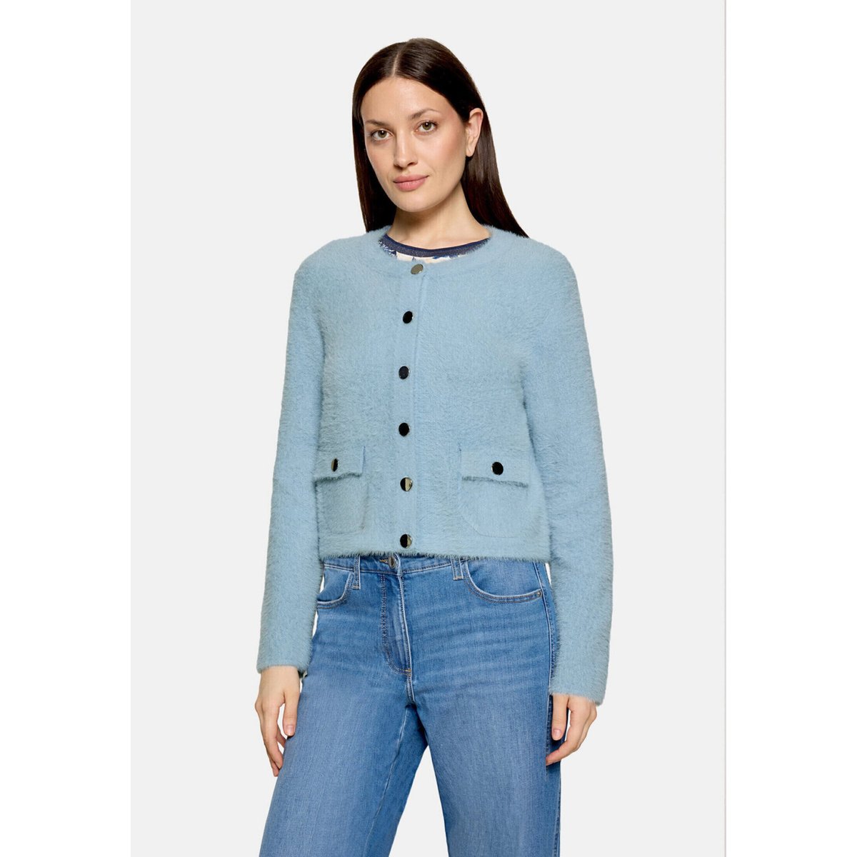 Cardigan en maille à poches plaquées blue fog, BETTY BARCLAY