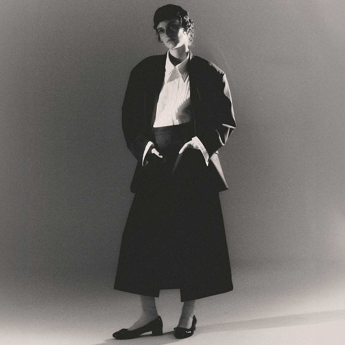 Straight Mid-Length Skirt, Made in Europe navy, JEREMY CURRAT X LA REDOUTE