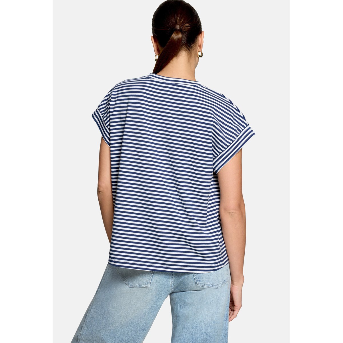 T-shirt à rayures à encolure en v blue/white, ZERO