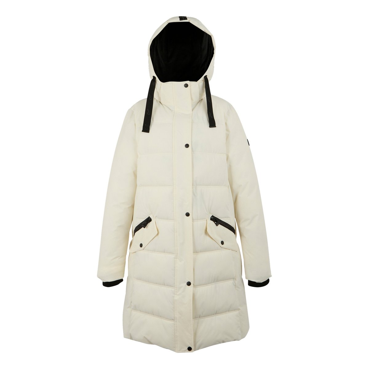Veste longue matelassée à capuche amovible ERYN blanc cassé / noir, REGATTA