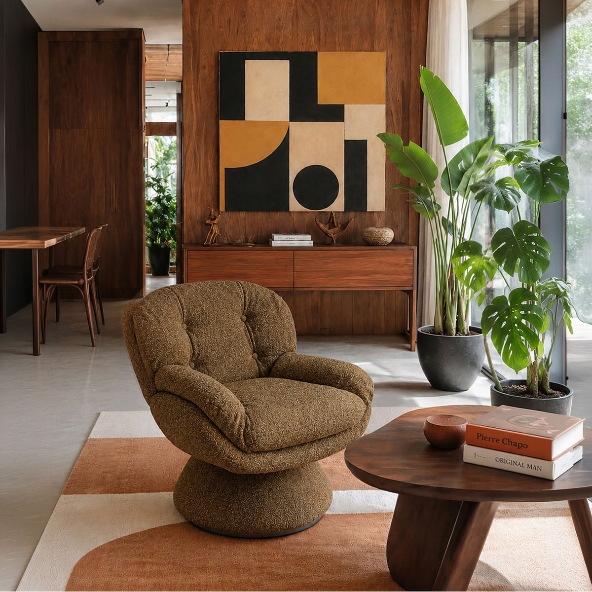 Fauteuil en tissu, GUSTAVE marron, NOW'S HOME