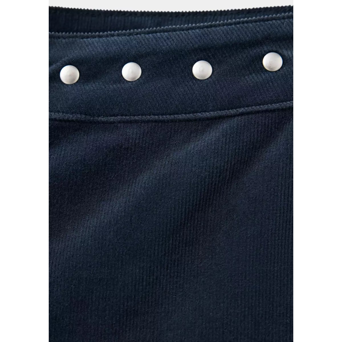 Pantalon évasé en velours côtelé à clous bleu marine, MANGO TEEN