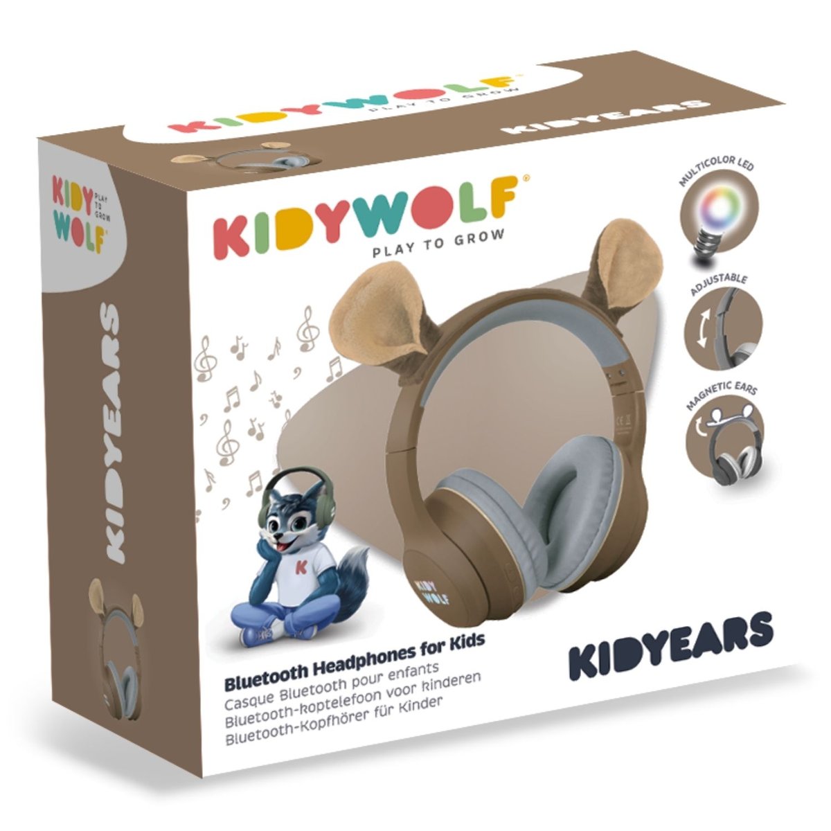 Casque Audio marron, beige, KIDYWOLF