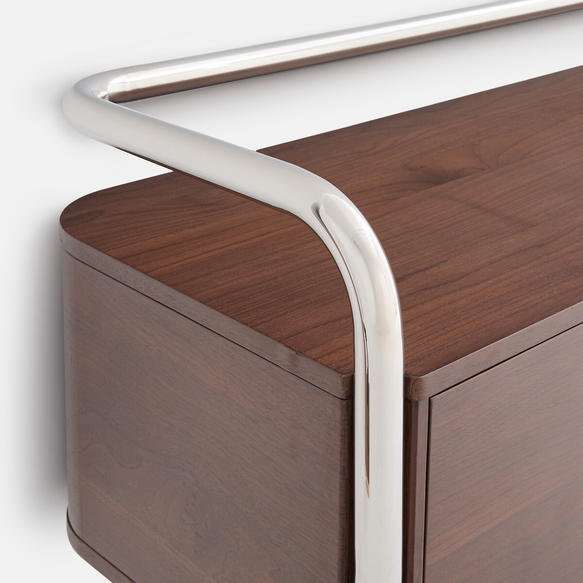 Meuble TV caisson 2 portes, largeur 176 cm, GIORGIO coloris noyer/chrome, LA REDOUTE INTERIEURS