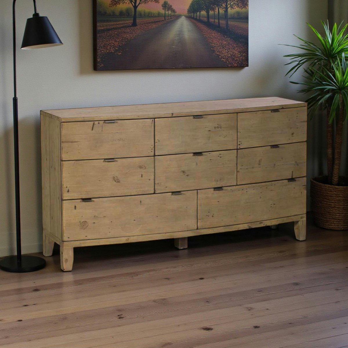 Commode 8 tiroirs en bois recyclé BELFAST bois naturel, PIER IMPORT