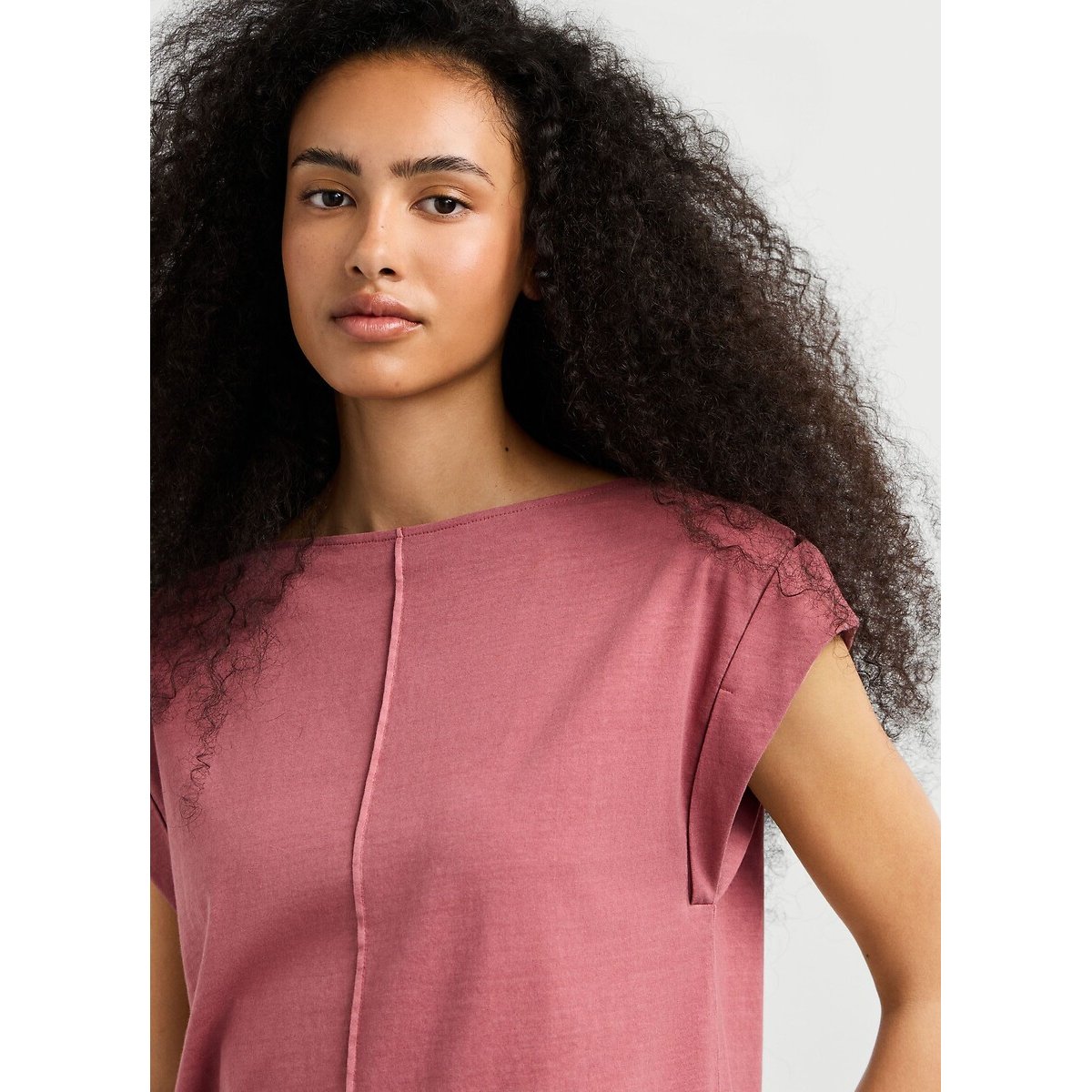 Camiseta de manga corta con cuello barco terracota, PEPE JEANS