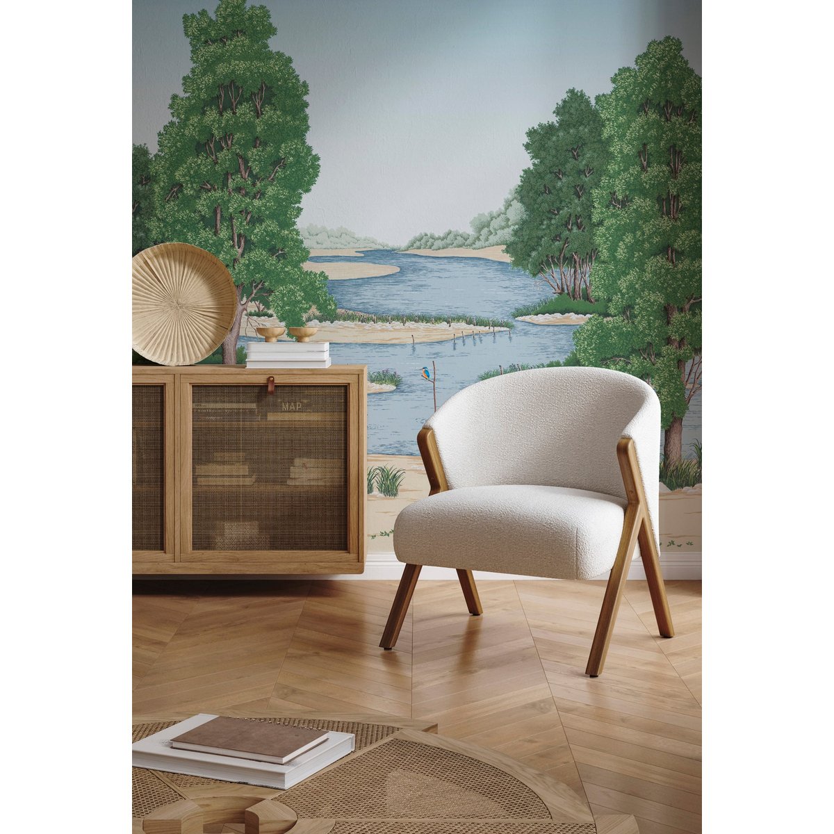 Papier peint panoramique Loire sauvage XL - Lés non raccordables 480 x 280 cm vert, LE PAPIERS DE NINON