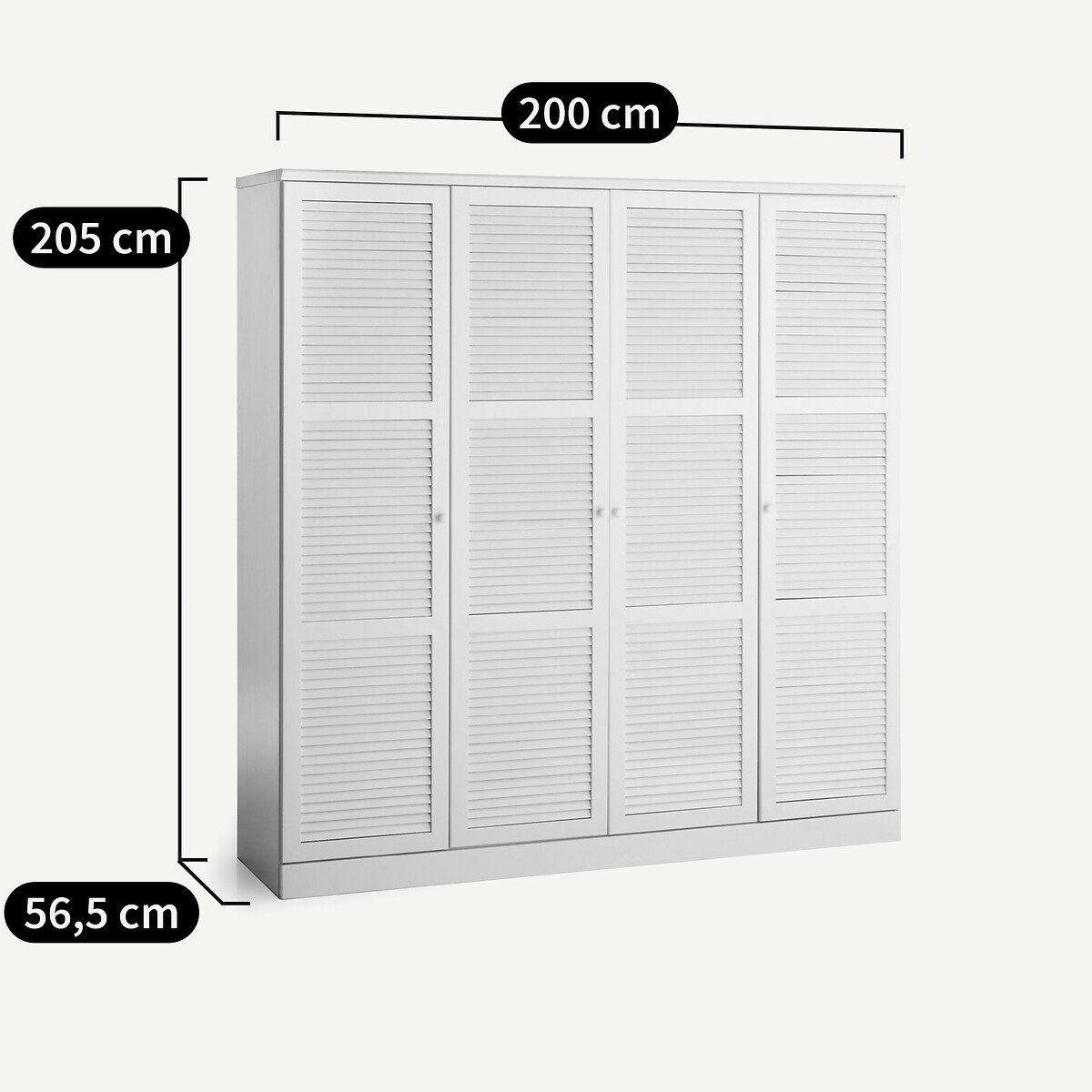 Armoire 4 portes, Mayor bois clair brut, SO'HOME