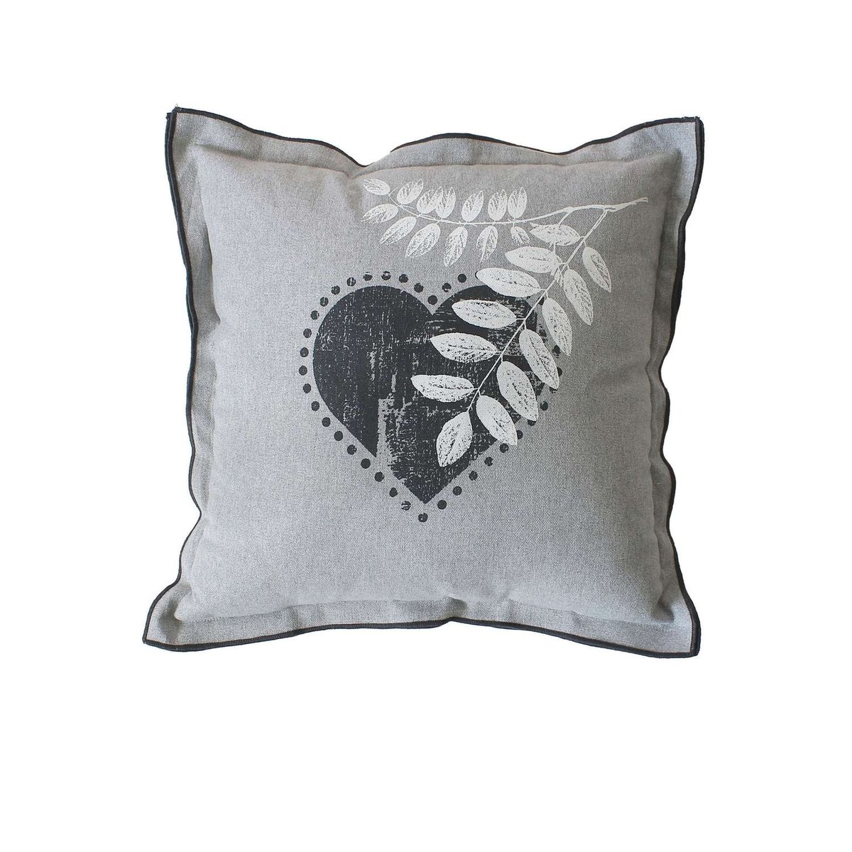 Coussin imprimé cœurs EPICÉA gris, TOILINUX