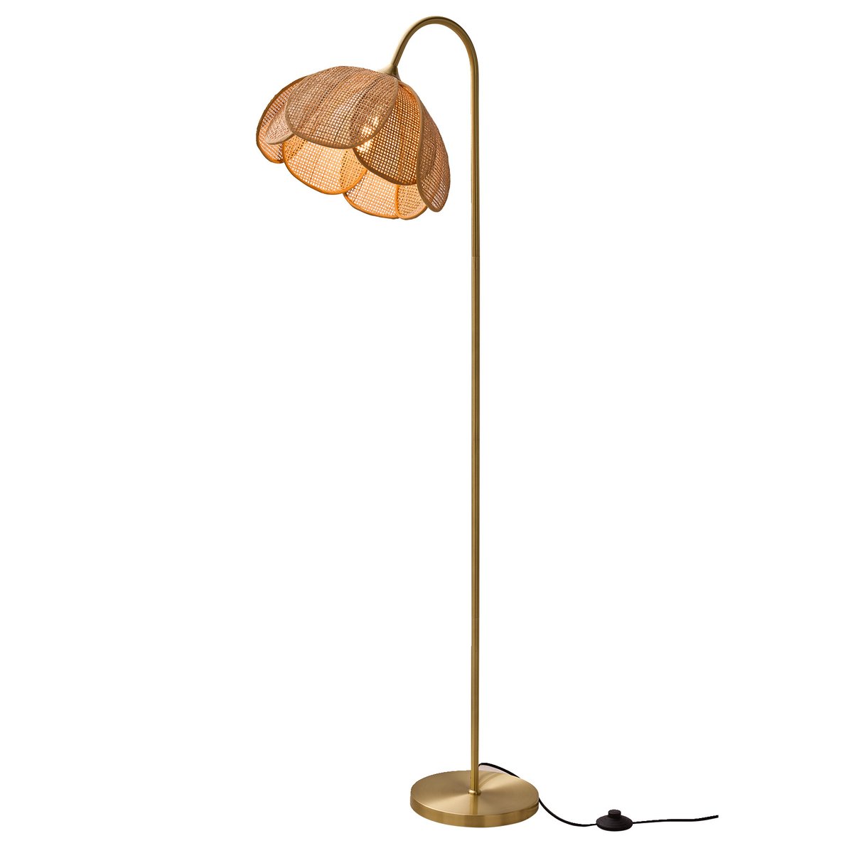 Lampadaire rotin fleur métal doré, VERTBAUDET