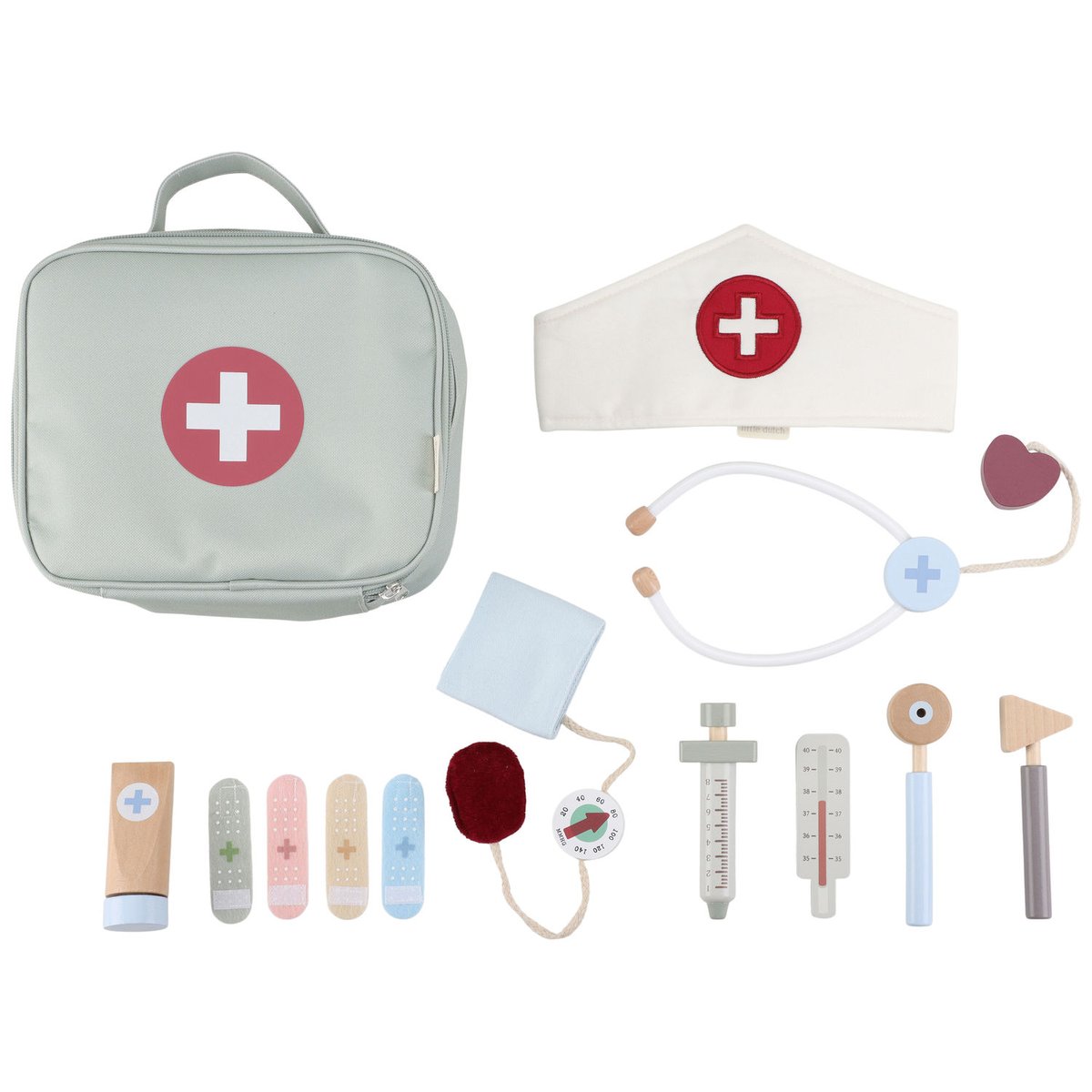 Mallette de docteur vert, blanc, rouge, LITTLE DUTCH