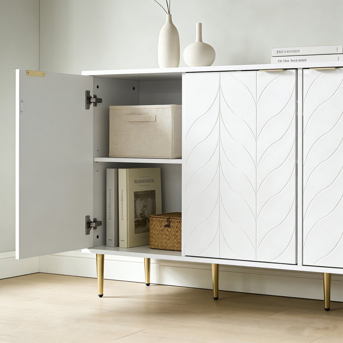 Armoire de rangement avec 3 portes style moderne, BABEDE blanc, MEUBLES COSY