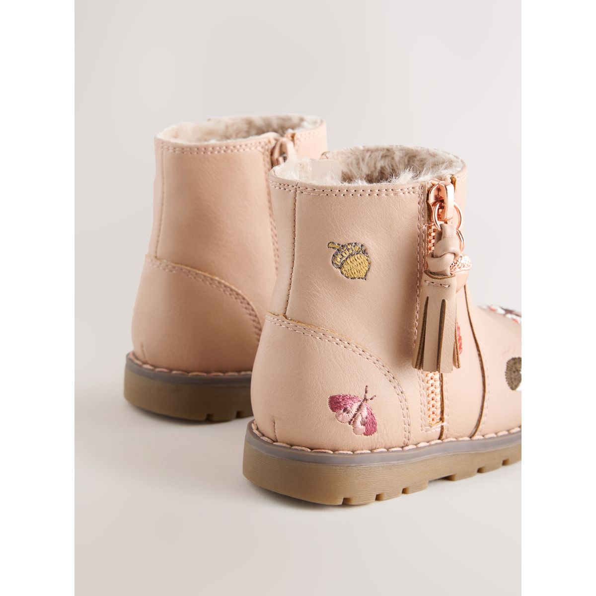 Bottines chelsea zippées à glands broderie rose, NEXT