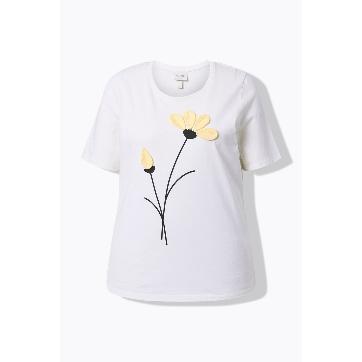 T-shirt à fleurs en coton bio blanc cassé, ULLA POPKEN