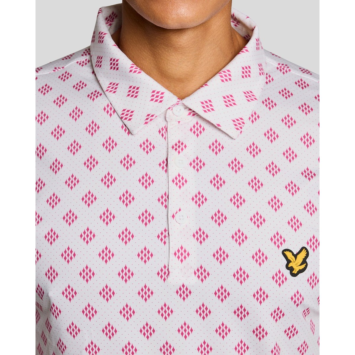 Polo à losanges imprimé blanc, LYLE & SCOTT