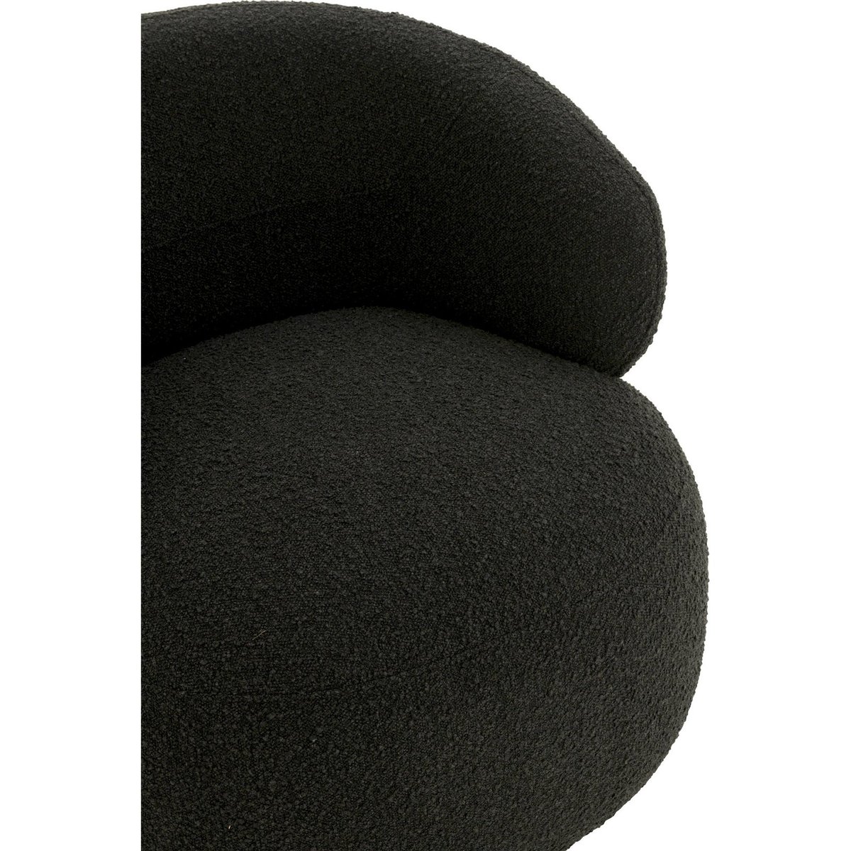 Fauteuil pivotant rond en bois et mousse noir profond texturé, RECOLLECTION