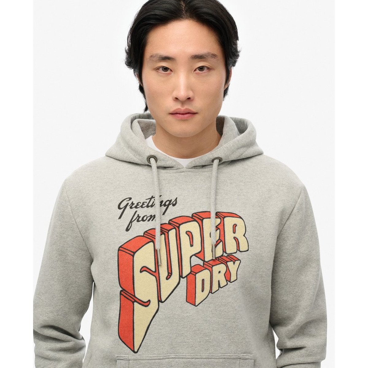 Sweat à capuche North Cali gris chiné, SUPERDRY