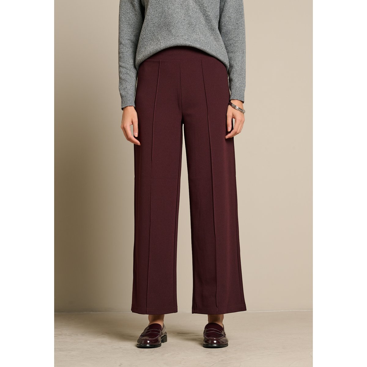 Pantalon large taille haute bordeaux wine, LOLALIZA