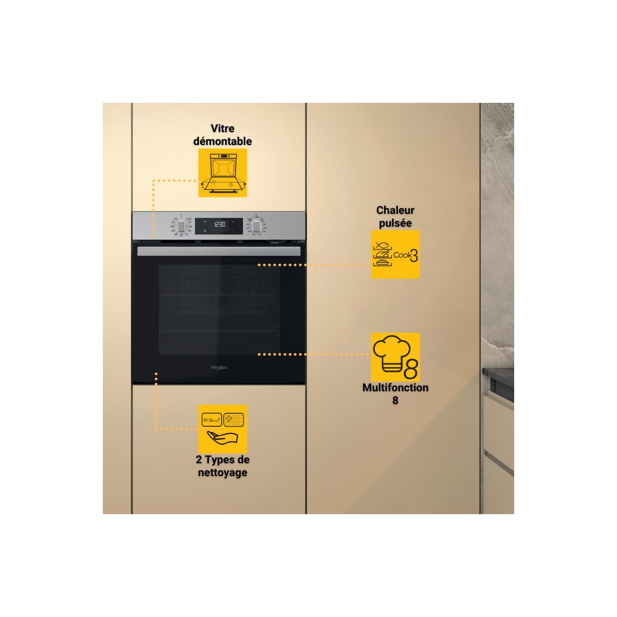 Four encastrable OMR58RR1X - Pyrolyse, Ajout Vapeur Gentle Steam, Inox Anti-traces couleur unique, WHIRLPOOL