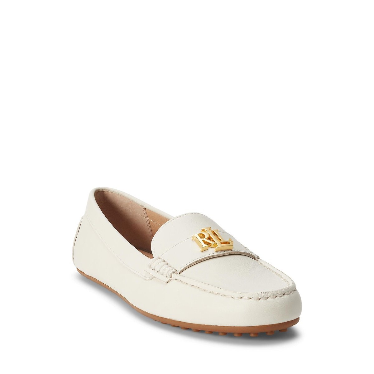 Mocassins em pele Barnsburry branco, LAUREN RALPH LAUREN