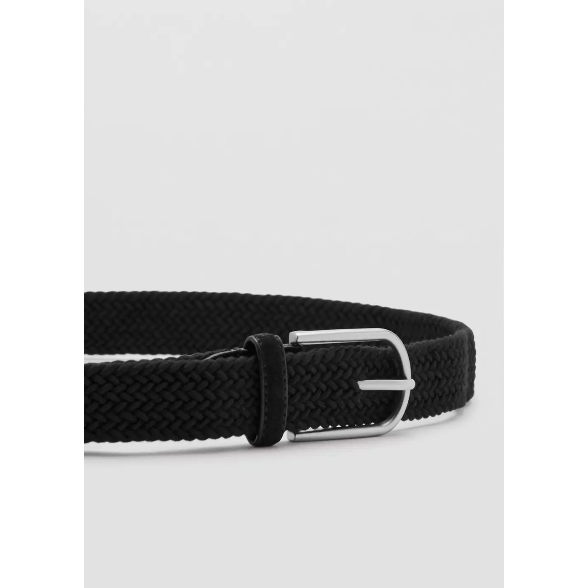 Ceinture élastique tressée noir, MANGO MAN