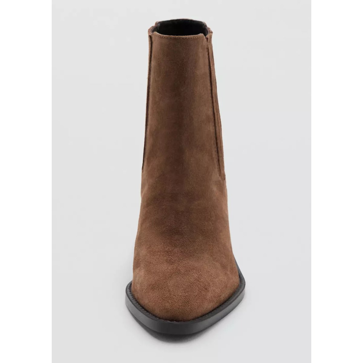 Bottines suède talon bloc tabac, MANGO