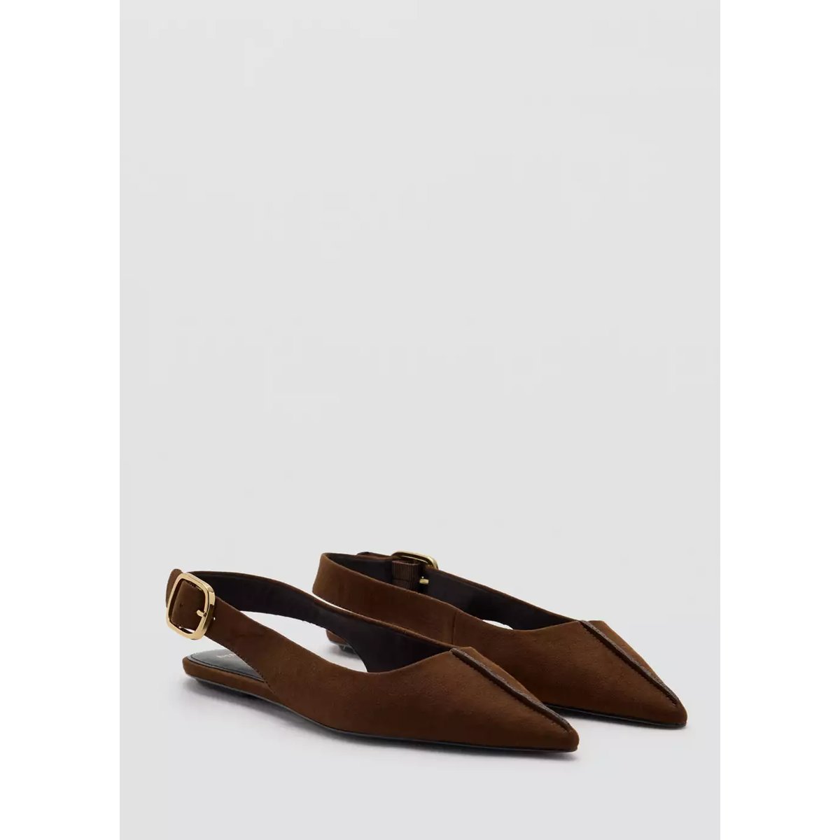 Chaussures plates bout pointu chocolat, MANGO