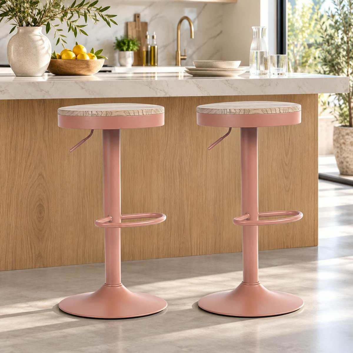 Tabouret de bar en métal réglable (lot de 2) LEEDS terracotta, PIER IMPORT