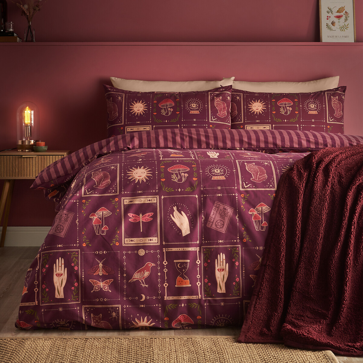 Enchanted Witchcraft Reversible Duvet Cover Set plum, CATHERINE LANSFIELD
