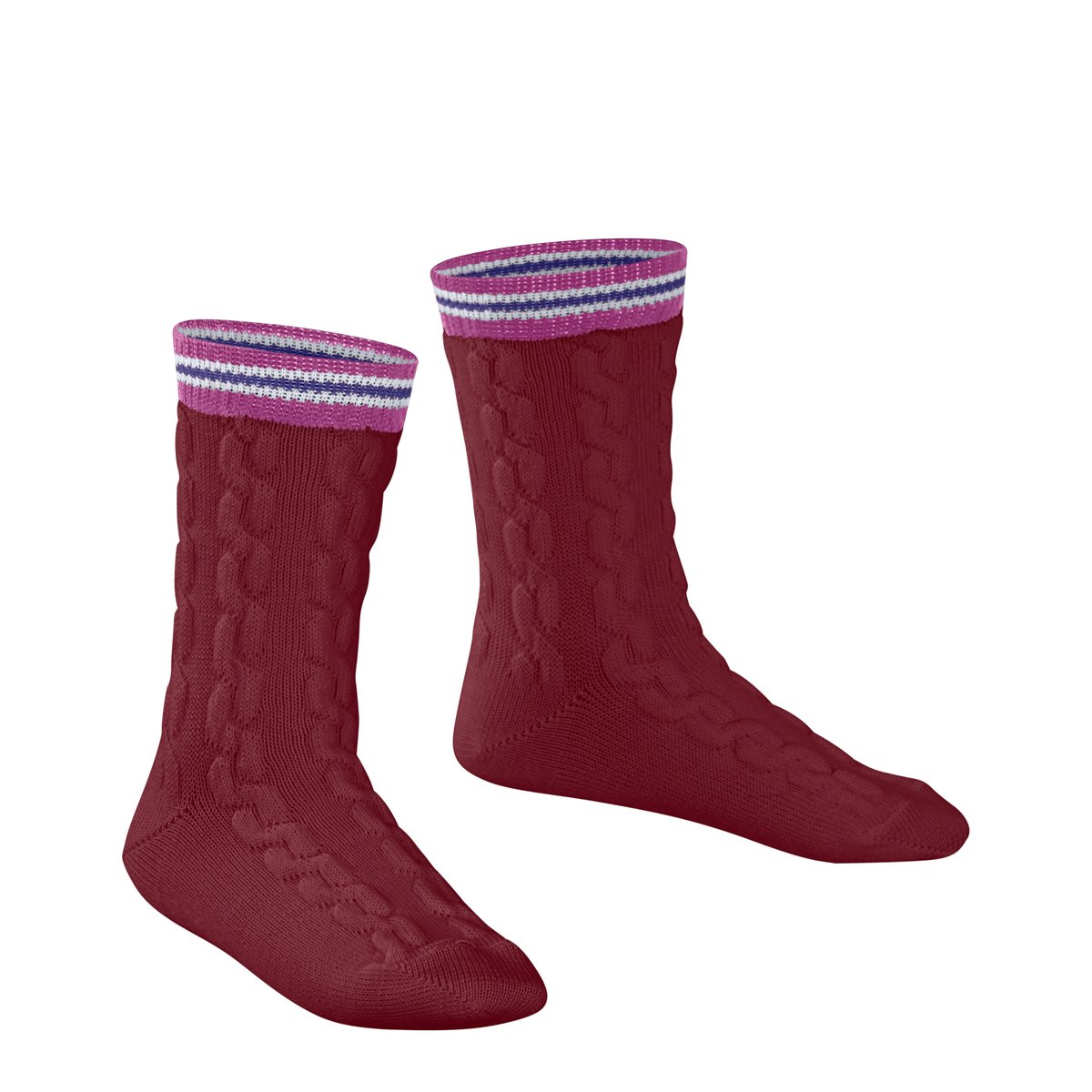 Chaussettes Preppy Cable rouge, FALKE