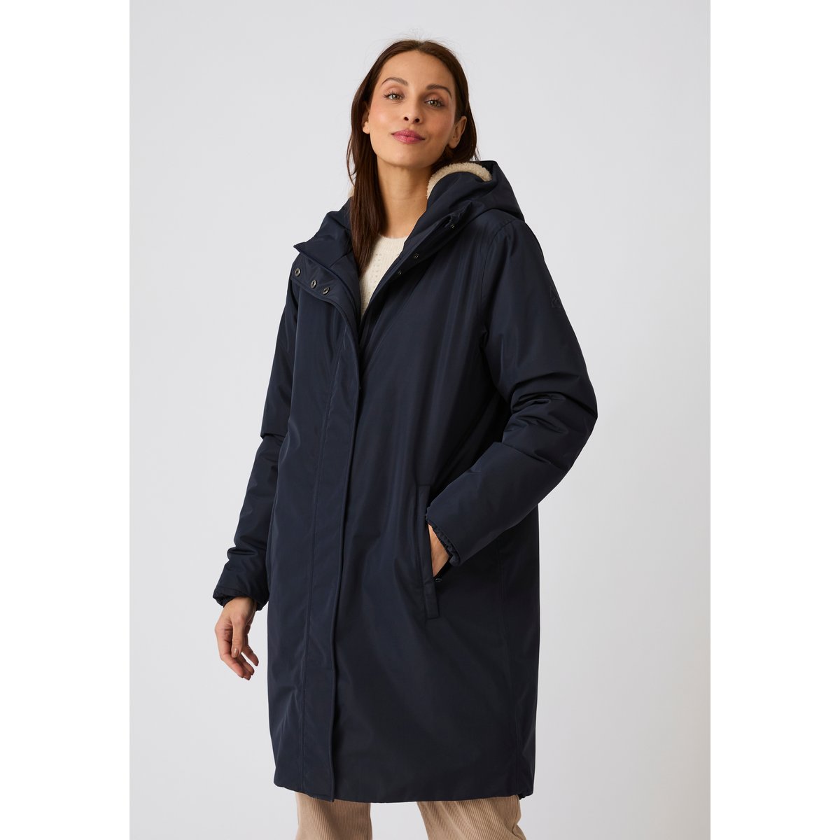 Parka Thermolactyl RainProtect, doublée maille sherpa bleu marine, DAMART