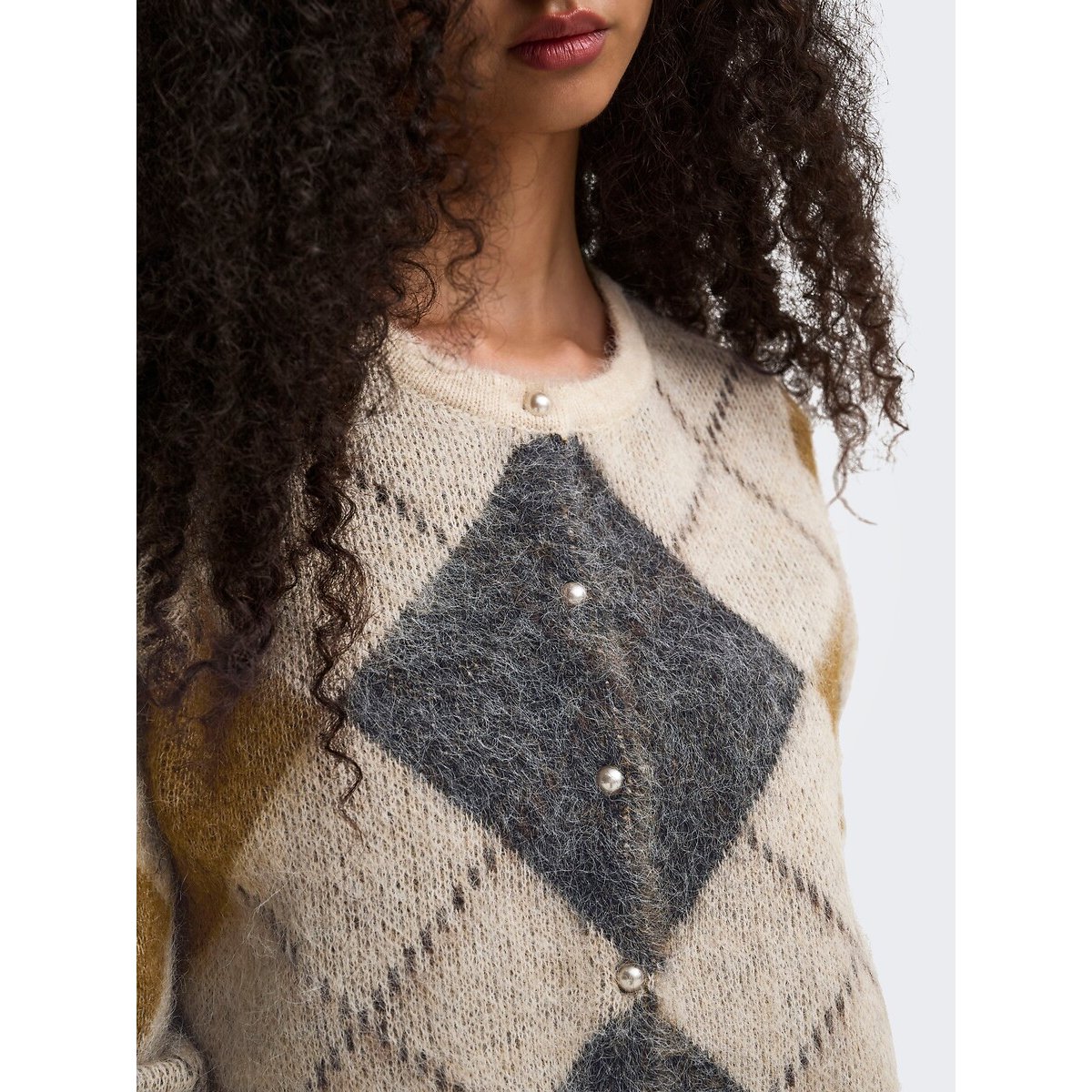 Cárdigan de manga larga con estampado jacquard estampado beige, ONLY