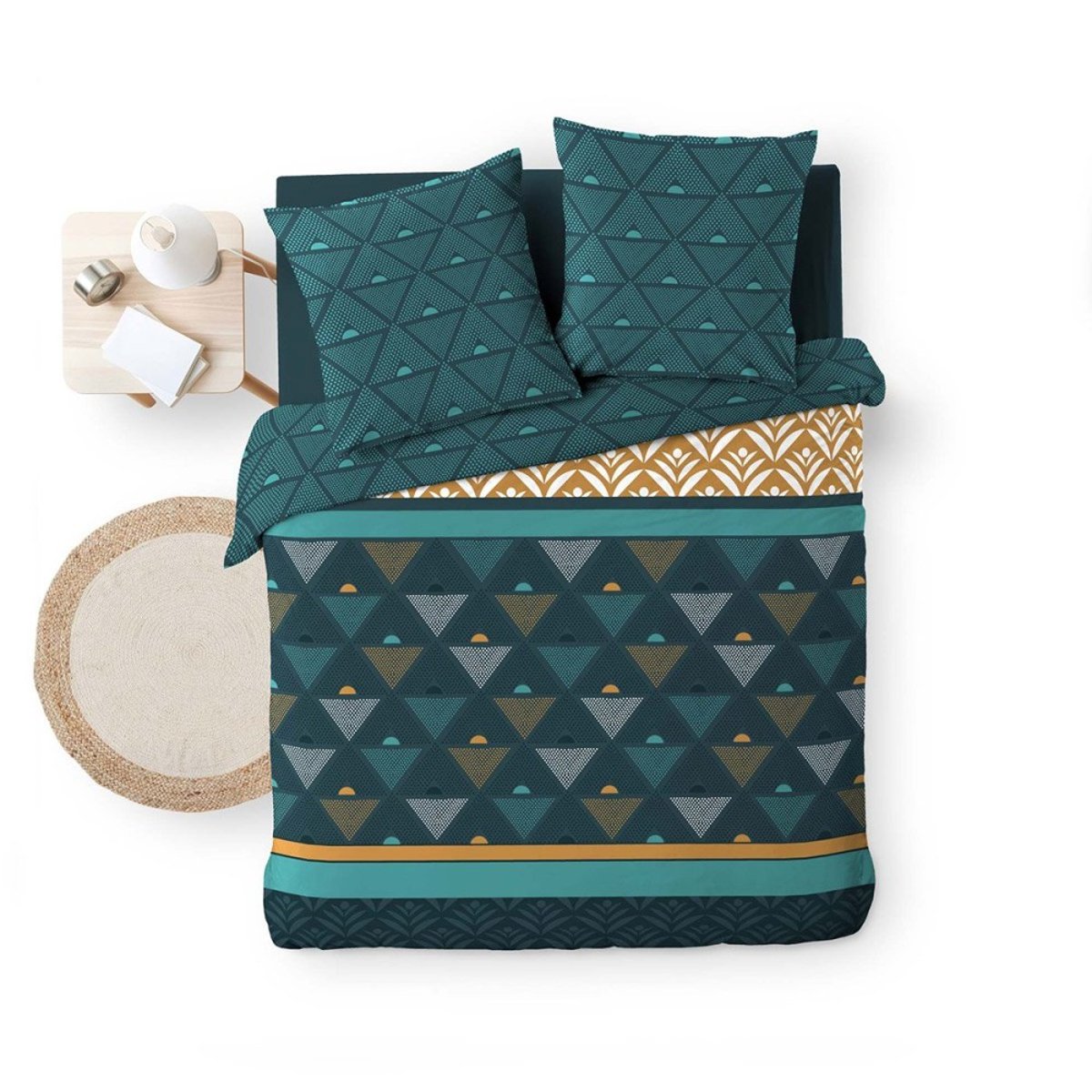 Housse de couette 240x220 + 2 taies Triade microfibre vert, DECORATIE