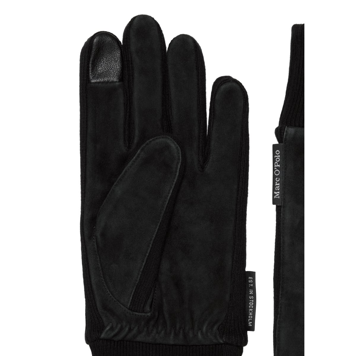 gants en cuir en cuir velours souple noir, MARC O'POLO