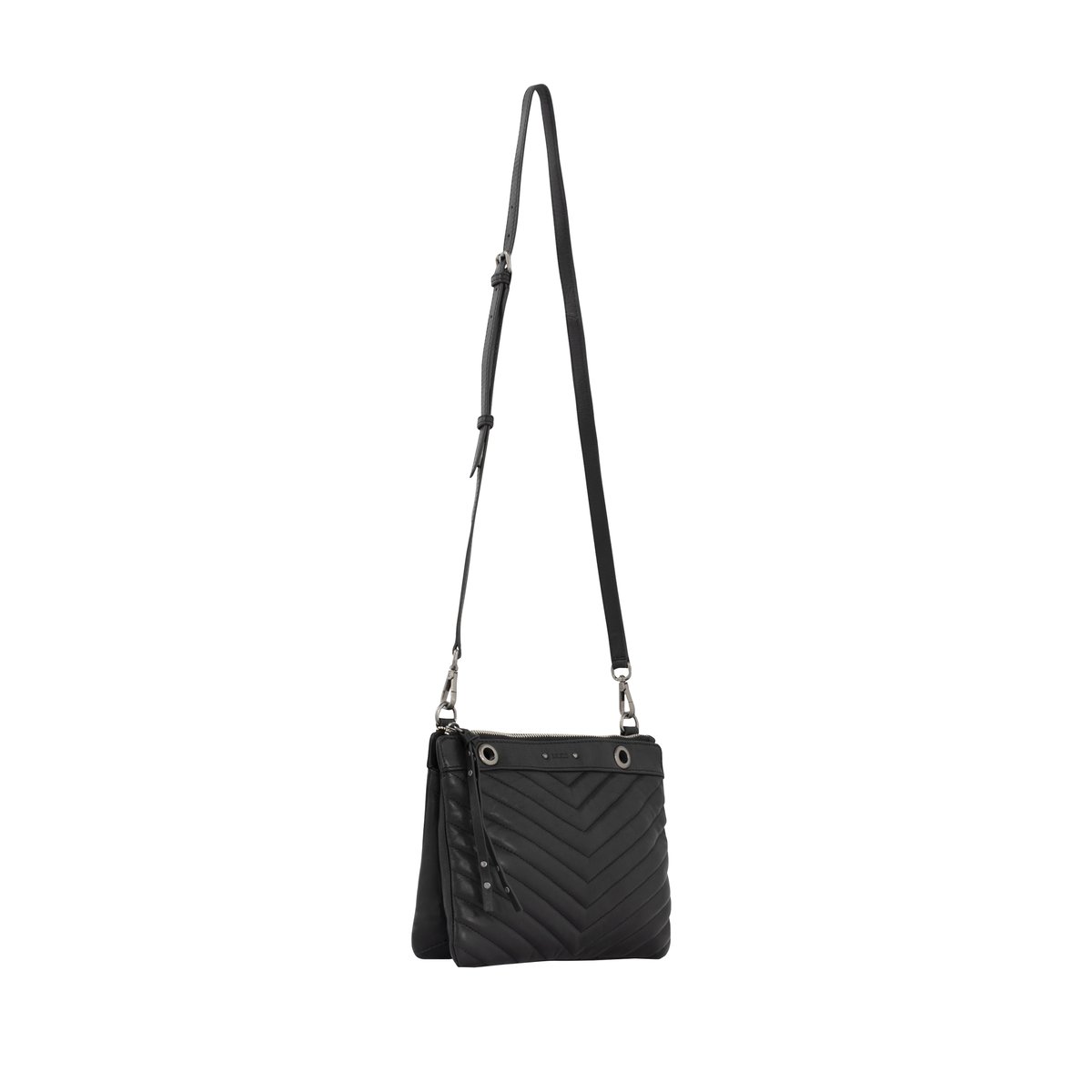 Sac à main double pochette en cuir matelassé 1440 REPORTER noir, IKKS