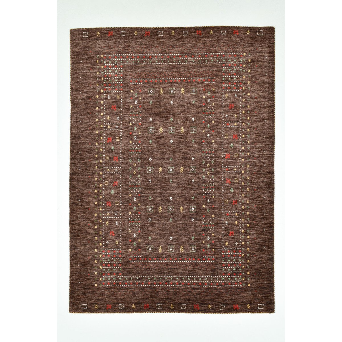 Tapis en laine vierge tissé à la main marron, THEKO