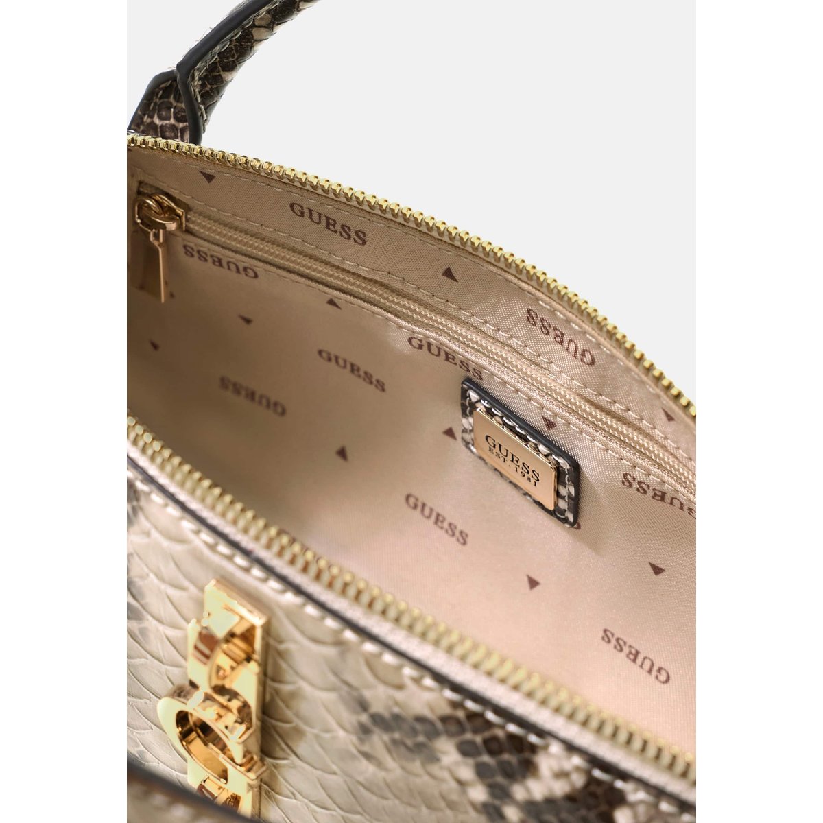Yvonne Animalier Print Mini Sacoche marron multi, GUESS